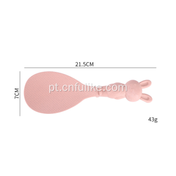 Colher de plástico em forma de coelho para arroz